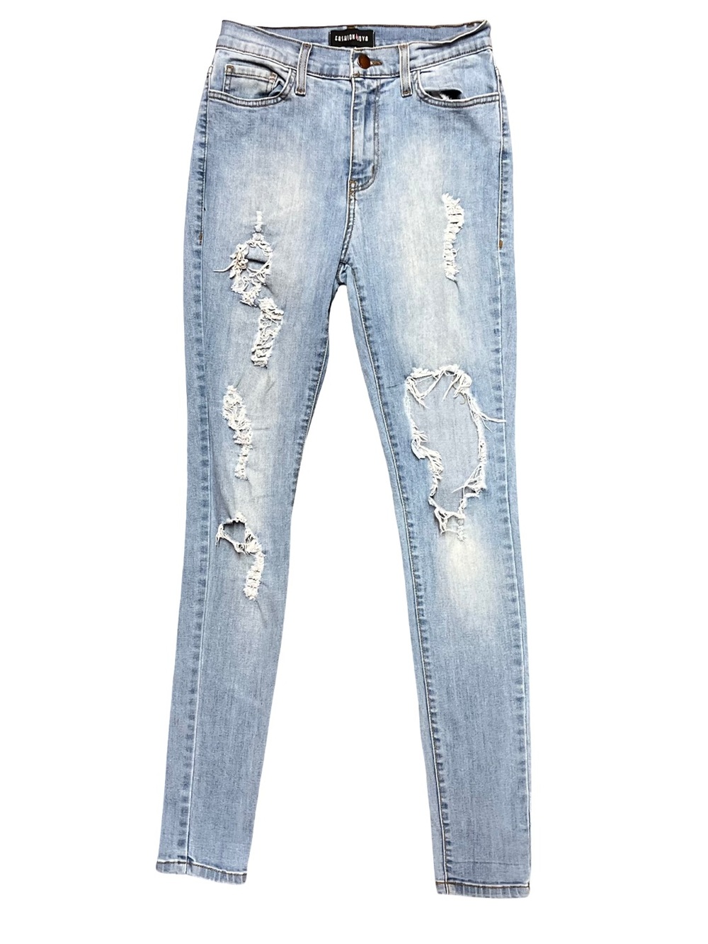 Fashion Nova Light Wash Ripped Skinny Jeans Women’s Denim Size 7 W24 L27